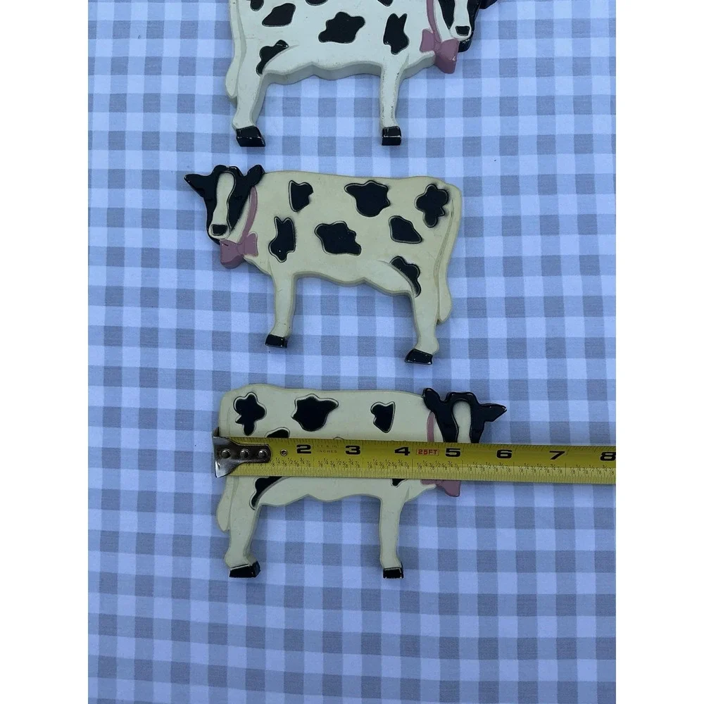 VTG 1980's Plastic Cow Wall Hanging Decor Made In USA Set Of 3 Country Farmhouse